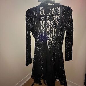 Elegant Gothic Black Lace Blazer